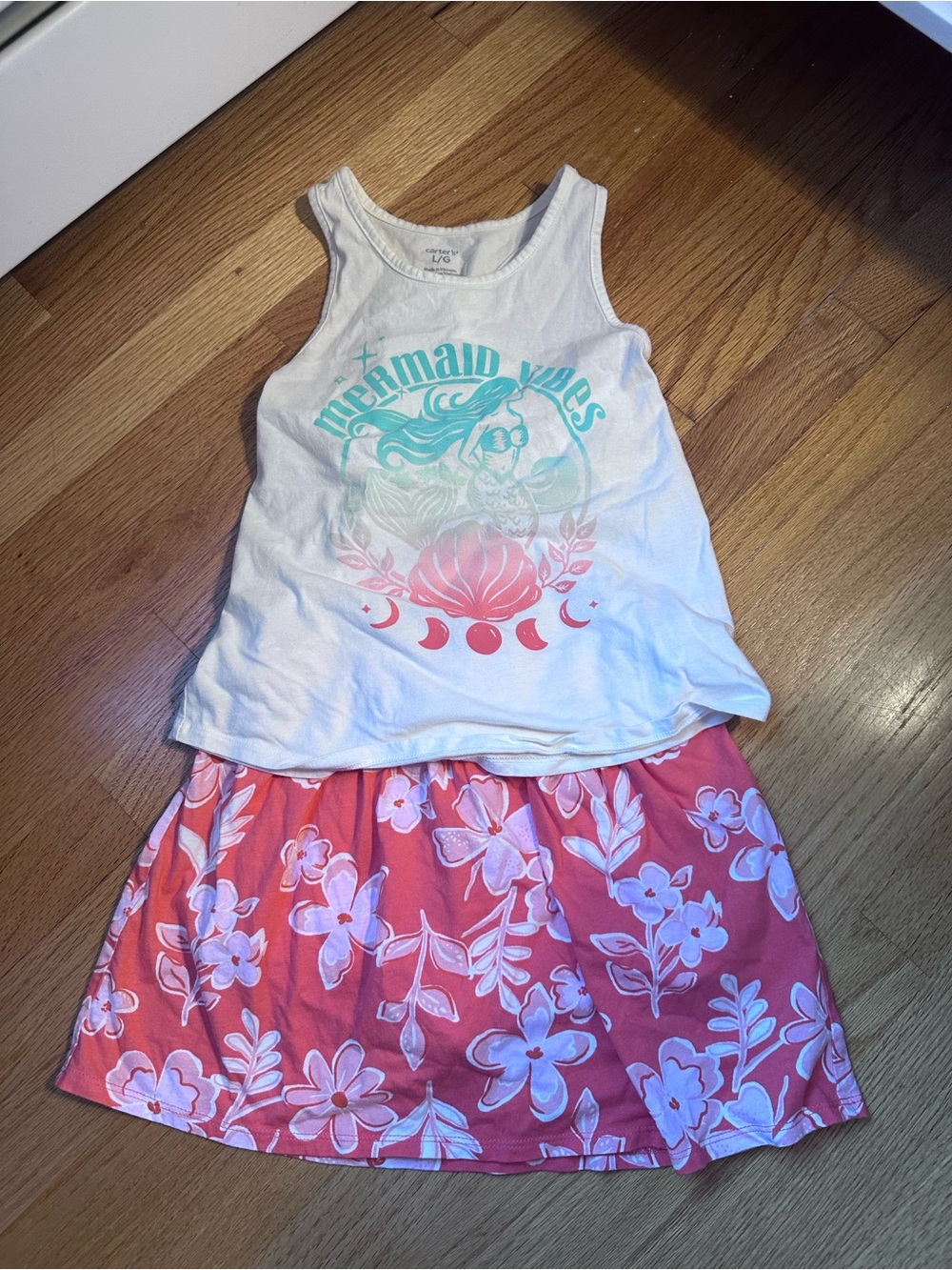Carter's White Graphic Tee with floral short